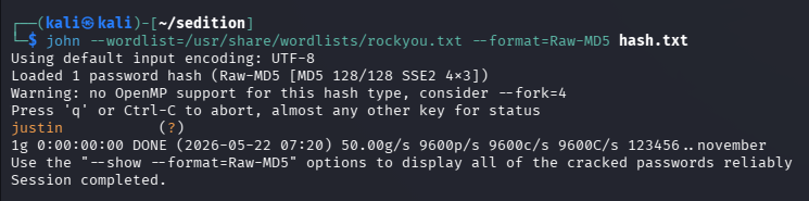 Crackeo del hash MD5