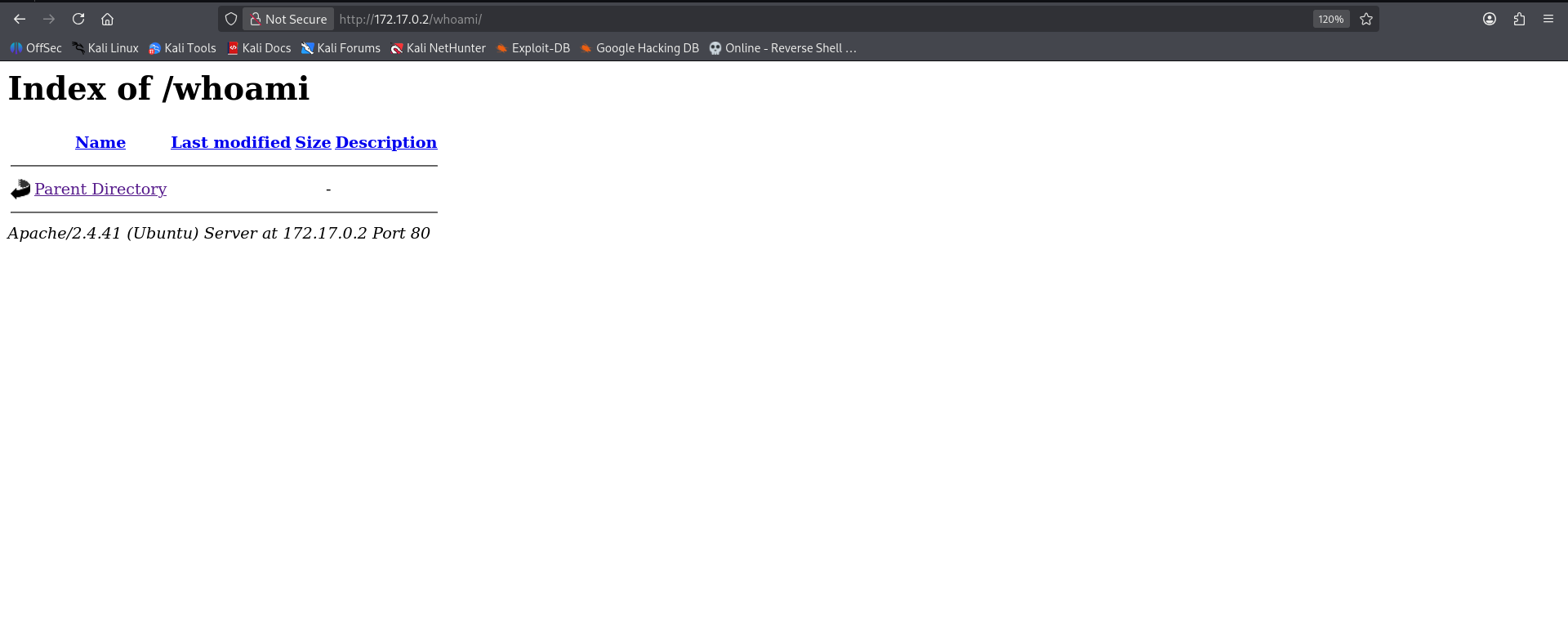 Directory listing en whoami
