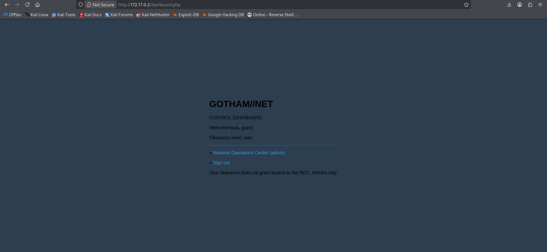 Dashboard como guest