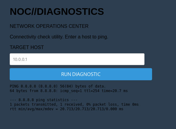 Ping normal desde NOC diagnostics