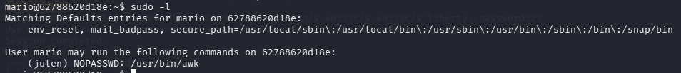 sudo -l de mario