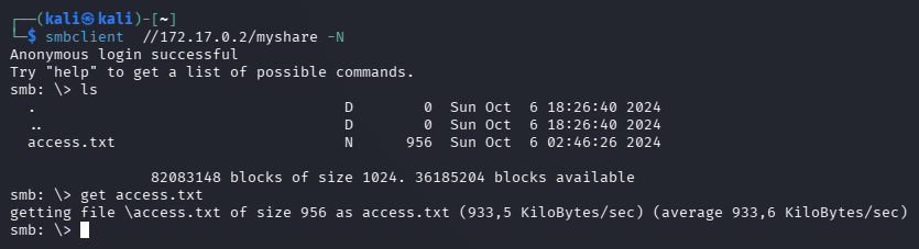 Descarga de access.txt por SMB