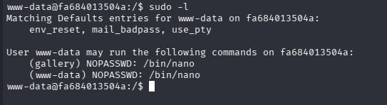 sudo -l de www-data